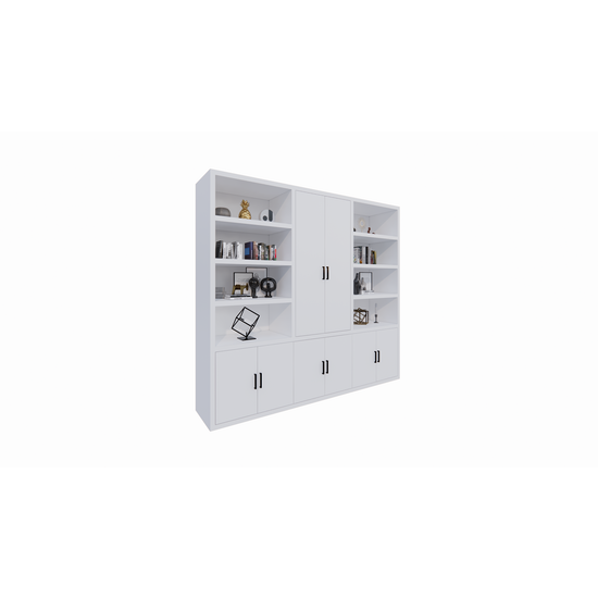 123kast  Boekenkast Kyoto - 275X55X250H cm - 8 deurtjes met greepjes - 8 open vakken