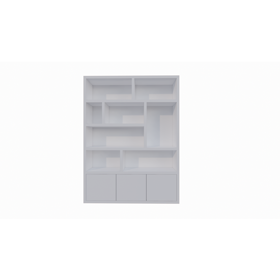 123kast  Vakkenkast Siesta - 180x35x240H cm - 3 push to open deurtjes - 8 open vakken - 5cm plank dikte