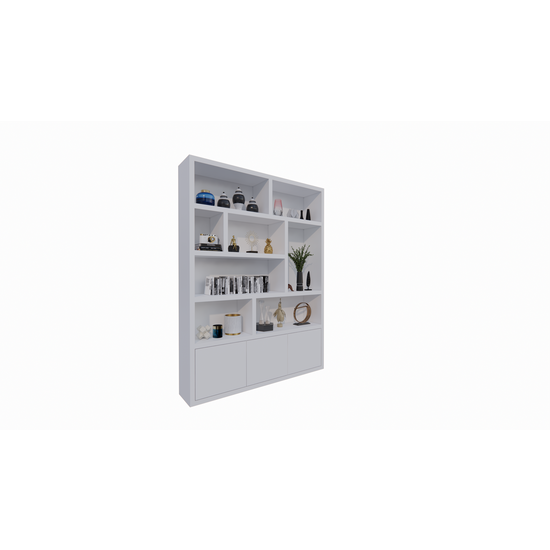 123kast  Vakkenkast Siesta - 180x35x240H cm - 3 push to open deurtjes - 8 open vakken - 5cm plank dikte