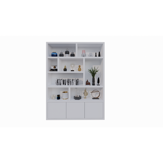 123kast  Vakkenkast Siesta - 180x35x240H cm - 3 push to open deurtjes - 8 open vakken - 5cm plank dikte