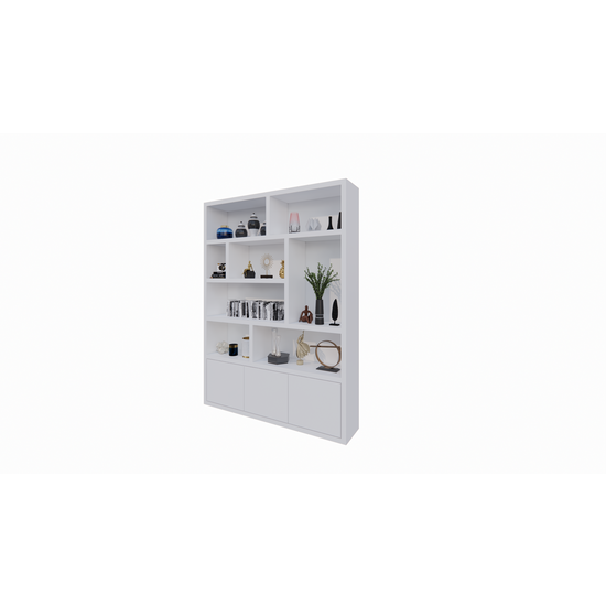 123kast  Vakkenkast Siesta - 180x35x240H cm - 3 push to open deurtjes - 8 open vakken - 5cm plank dikte