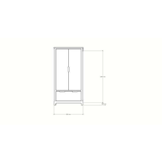 123kast  Kinderkledingkast Slawi - 90x50x180H cm - op pootjes -  2 scharnierdeuren - verstelbare planken en hang gedeelte - 1 soft close lade