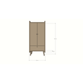 123kast  Kinderkledingkast Denok - 90x60x195H cm - op ronde pootjes - 2 scharnierdeuren - verstelbare planken en hang gedeelte - 1 soft close lade