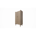 123kast  Kinderkledingkast Denok - 90x60x195H cm - op ronde pootjes - 2 scharnierdeuren - verstelbare planken en hang gedeelte - 1 soft close lade