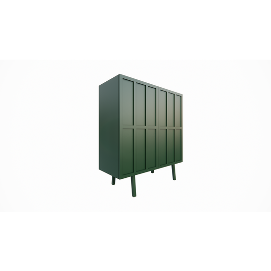 123kast  Opbergkast - Kanpa - 100x40x110H cm - 2 push to open deurtjes - op zwarte stalen pootjes