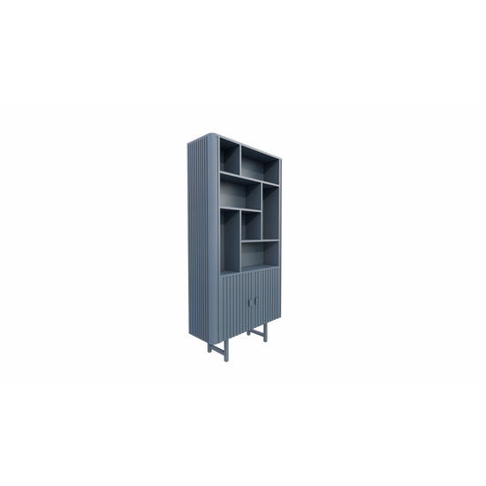 123kast  Vakkenkast Derby - 100x40x200H cm - 7 open vakken - 2 scharnier deurtjes - op stalen poten