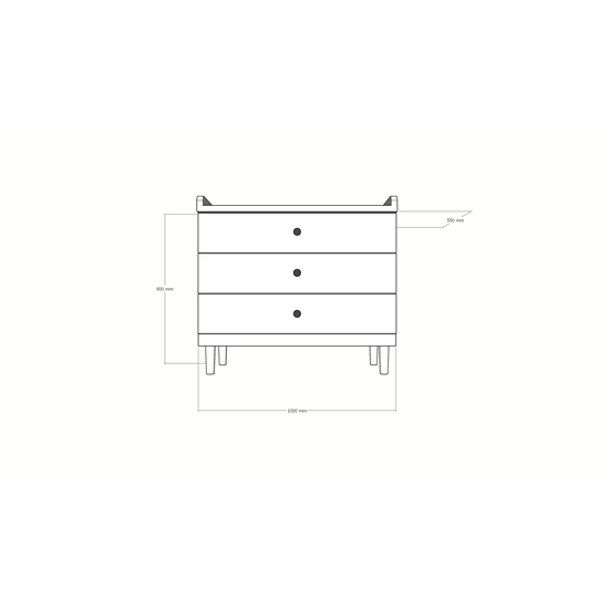 123kast  Commode Jundah - 100x55x90H cm - 3 soft close lades - op pootjes