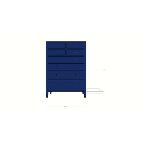 123kast  Meidenkast Cobar - 100x55x140cm - 8 soft close lades - op pootjes