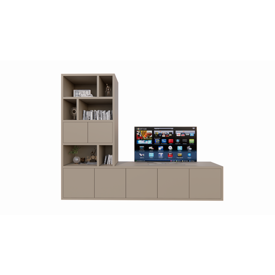 123kast  Tv vakkenkast Frankston - 300x45x235H cm - 7 deurtjes - 6 open vakken - 4cm plank dikte