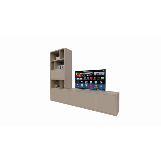 123kast  Tv vakkenkast Frankston - 300x45x235H cm - 7 deurtjes - 6 open vakken - 4cm plank dikte