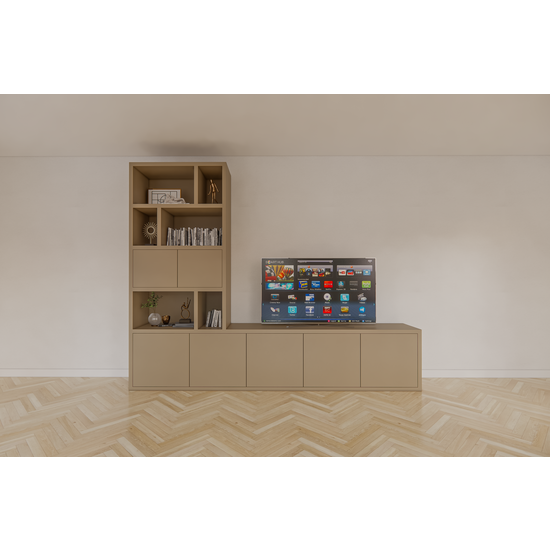 123kast  Tv vakkenkast Frankston - 300x45x235H cm - 7 deurtjes - 6 open vakken - 4cm plank dikte