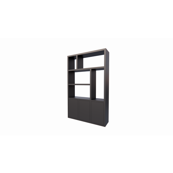 123kast  Vakkenkast/roomdivider Bergen - 150x40x240H cm - 5cm plank dikte - 3 push to open deuren - open achterwand