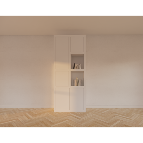 123kast  Vakkenkast Mafra 01 - 100x40x240H cm - 6cm plank dikte - dichte deuren in bovenkast