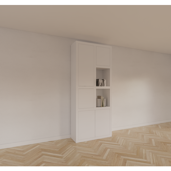 123kast  Vakkenkast Mafra 01 - 100x40x240H cm - 6cm plank dikte - dichte deuren in bovenkast