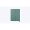 123kast  Vakkenkast/meidenkast Piana - 112x42x144H cm - op stalen zwarte poten - 1 push to open lade - 4 push to open deuren