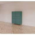 123kast  Vakkenkast/meidenkast Piana - 112x42x144H cm - op stalen zwarte poten - 1 push to open lade - 4 push to open deuren