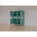 123kast  Vakkenkast/meidenkast Piana - 112x42x144H cm - op stalen zwarte poten - 1 push to open lade - 4 push to open deuren