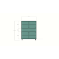 123kast  Vakkenkast/meidenkast Piana - 112x42x144H cm - op stalen zwarte poten - 1 push to open lade - 4 push to open deuren