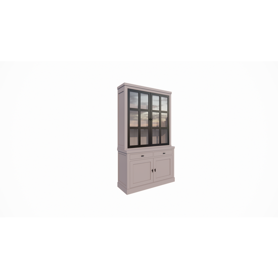 123kast  Buffetkast Montana 01 - 130x46x220H cm - 2 stalen deuren - strak design - zwarte greepjes - 2 soft close lades