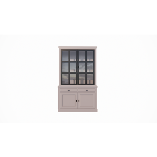 123kast  Buffetkast Montana 01 - 130x46x220H cm - 2 stalen deuren - strak design - zwarte greepjes - 2 soft close lades