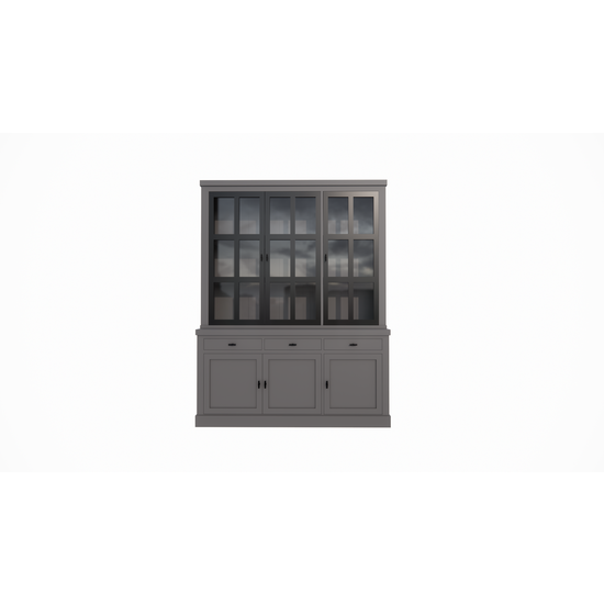 123kast  Buffetkast Montana 02 - 170x46x220H cm -  3 stalen deuren - strak design - zwarte greepjes - 3 soft close lades