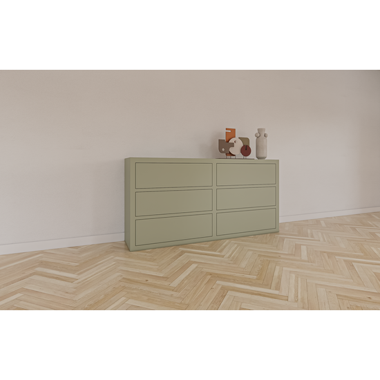 123kast  Ladekast Rosetown - 180x40x90H cm - 6 push to open lades - strak design