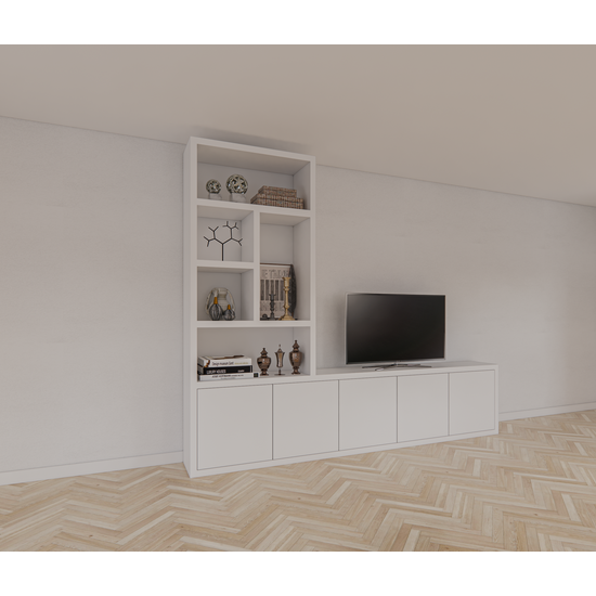 123kast  Tv vakkenkast Utrah - 300x40x250H cm - 5 push to open deuren