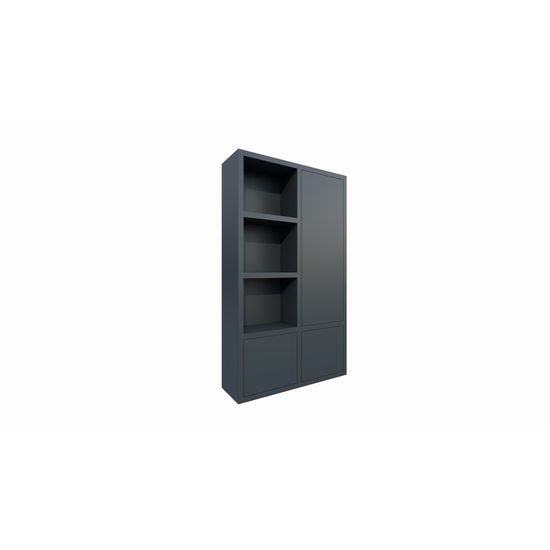 123kast  Vakkenkast Lutose - 130x40x220H cm - 3 push to open deuren - 3 open vakken - 5cm plank dikte