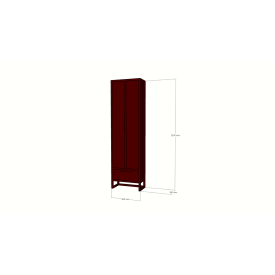 123kast  Kast Bandon - 60x30x210H cm - op pootjes - soft close lade