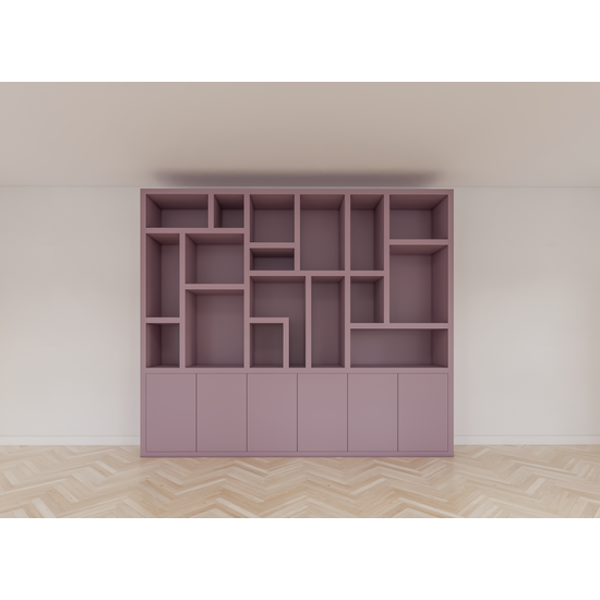 123kast  Vakkenkast Amora - 280x40x240H cm - push to open deuren - strak design - 5 cm plank dikte