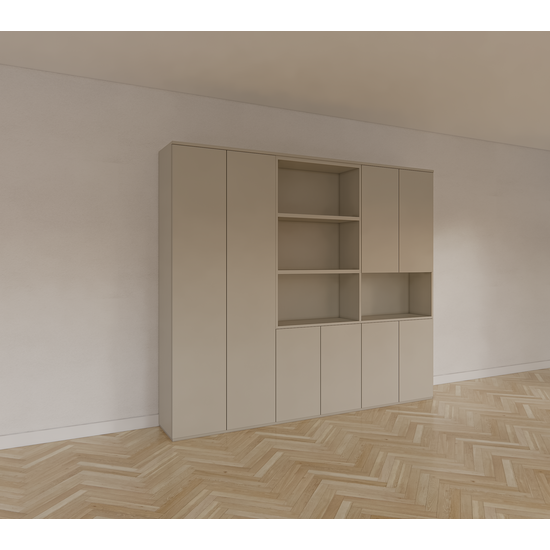 123kast  Vakkenkast Colima - 240x40x210H cm - 8 push to open deuren - 3cm plank dikte