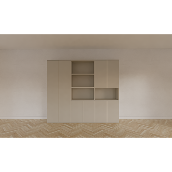 123kast  Vakkenkast Colima - 240x40x210H cm - 8 push to open deuren - 3cm plank dikte