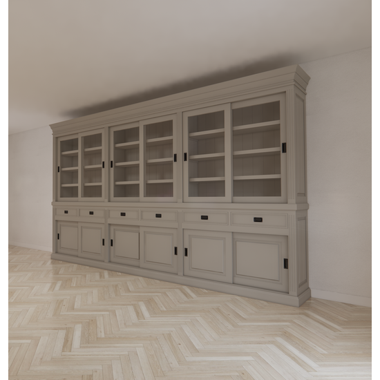 123kast  Buffetkast Bari - 390x50x240H cm - eiken middenlijst - eiken bovelijst - eiken achterwand - met schuifdeuren en soft close lades