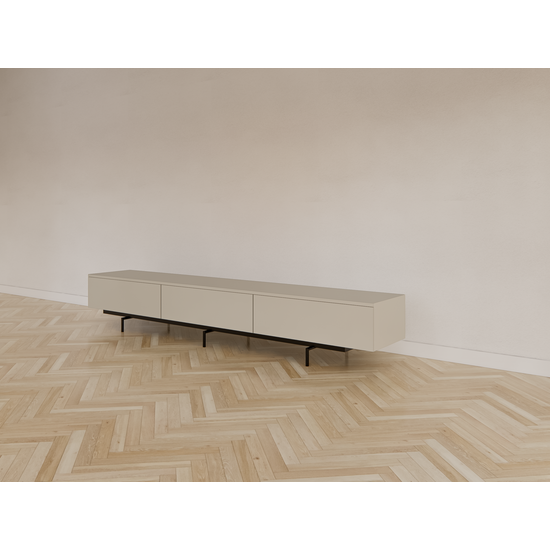 123kast  Tv dressoir Perula - 250x45x40H cm - zwart staal onderstijl - push to open lades