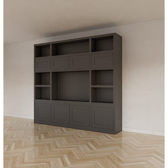 123kast  Tv vakkenkast Atengo - 250x45x230H cm - push to open deuren - open vakken