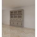 123kast  Buffetkast Dublin - 200x46x220H cm - 3 vitrine schuifdeuren - 4 soft close lades - 3 dichte schuifdeuren