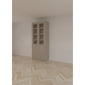 123kast  Vitrinekast Latina - 100x42x230H cm - 2 greeploze vitrinedeuren - 2 greeploze dichte deuren - strak design - vaste planken