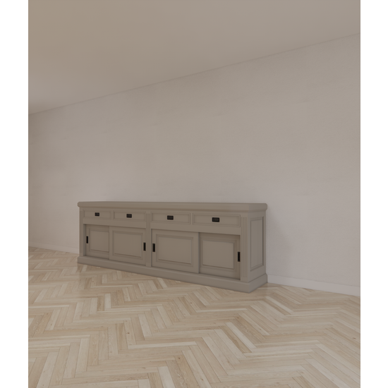 123kast  Dressoir Riviera  - 260x55x90H cm - 4 schuifdeuren - 4 softclose lades - landelijke afwerking