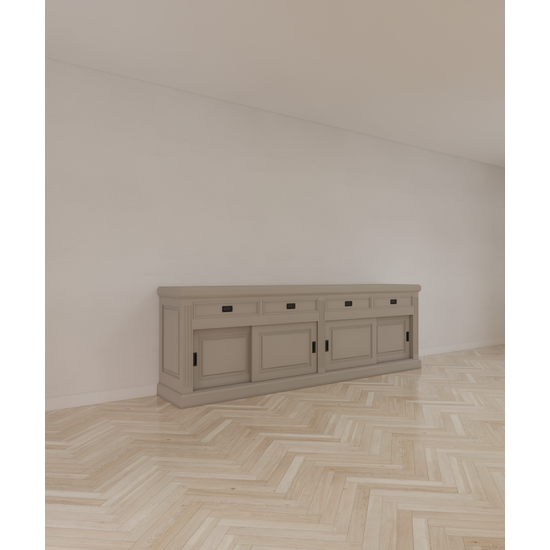 123kast  Dressoir Riviera  - 260x55x90H cm - 4 schuifdeuren - 4 softclose lades - landelijke afwerking