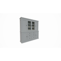 123kast  Buffetkast Foggia 05- 225x48x225H cm - 2 dichte deuren in de bovenkast - 2 vitrine deuren - 4 dichte deuren in onderkast - 6 soft close lades - landelijke/klassieke sierlijst