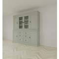 123kast  Buffetkast Foggia 05- 225x48x225H cm - 2 dichte deuren in de bovenkast - 2 vitrine deuren - 4 dichte deuren in onderkast - 6 soft close lades - landelijke/klassieke sierlijst