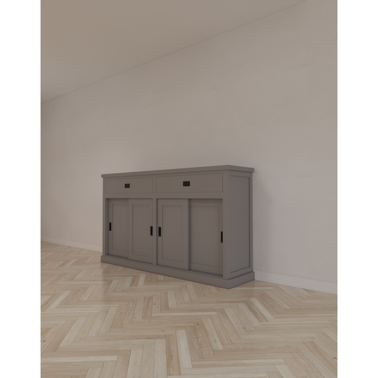 123kast  Dressoir Algarve 04 - 190x46x110H cm - 4  schuifdeuren -  2 soft close lades - strak design - hoog dressoir