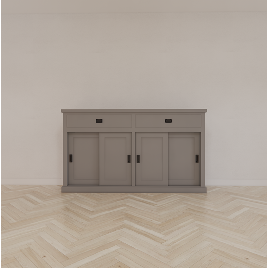 123kast  Dressoir Algarve 04 - 190x46x110H cm - 4  schuifdeuren -  2 soft close lades - strak design - hoog dressoir