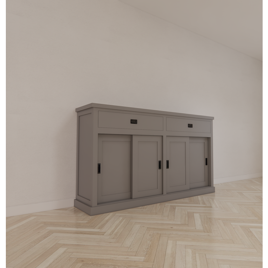 123kast  Dressoir Algarve 04 - 190x46x110H cm - 4  schuifdeuren -  2 soft close lades - strak design - hoog dressoir