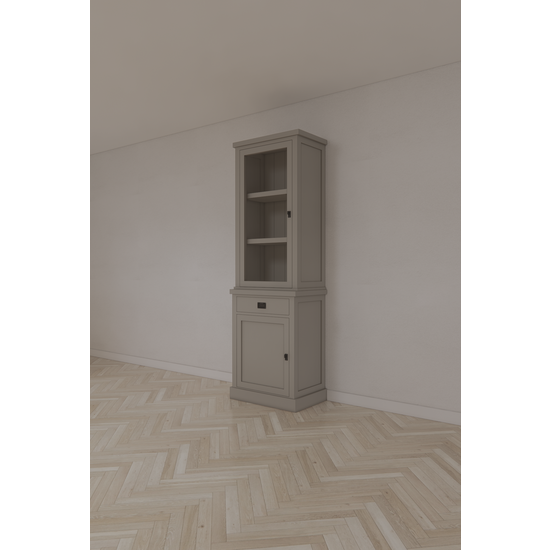 123kast  Vitrinekast Tarente 01 - 70x45x220H - 1 vitrinedeur - 1 soft close lade - 1 dichte deur