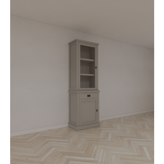 123kast  Vitrinekast Tarente 01 - 70x45x220H - 1 vitrinedeur - 1 soft close lade - 1 dichte deur