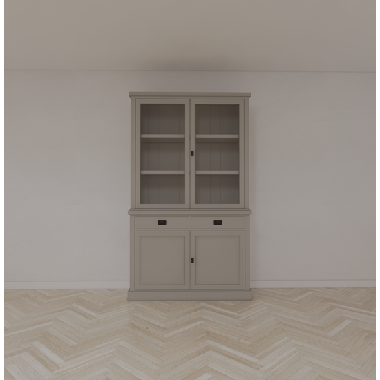 123kast  Buffetkast Tarente 02 - 130x45x220H - 2 vitrinedeuren - 2 soft close lades - 2 dichte deuren