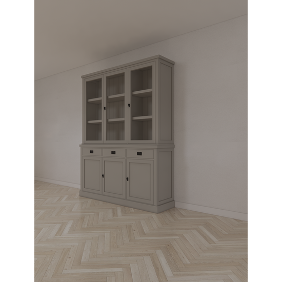 123kast  Buffetkast Tarente 03 -170x45x220H - 3 vitrinedeuren - 3 soft close lades - 3 dichte deuren