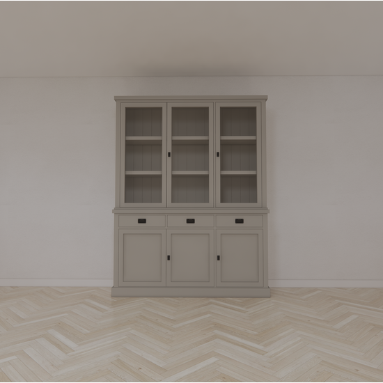 123kast  Buffetkast Tarente 03 -170x45x220H - 3 vitrinedeuren - 3 soft close lades - 3 dichte deuren