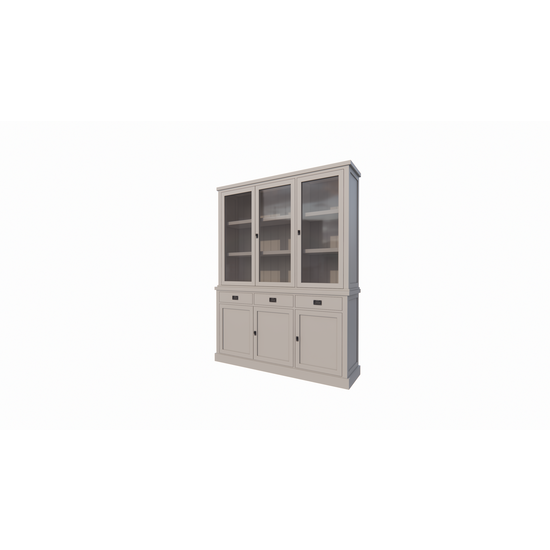 123kast  Buffetkast Tarente 03 -170x45x220H - 3 vitrinedeuren - 3 soft close lades - 3 dichte deuren